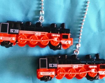 Baby Boy Train Nursery SET OF 2 Train Knobs Steam Engine Red and Black Cast Metal Locomotive Drawer Pull