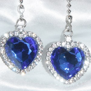 Set of Two - Beautiful Blue Heart Rhinestone ~ Ceiling Fan/Light Pull Chains  Great Gifts!!!