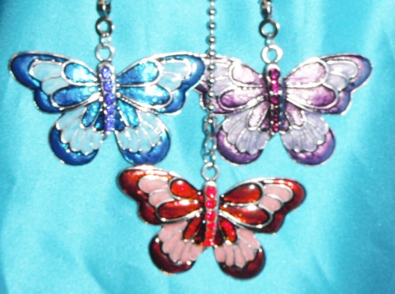 Choose Your Set Set Of Two Blue Red Purple Butterfly Etsy