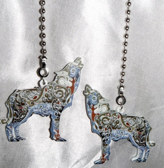 Set Of Two Wolf Design Decorative Ceiling Fan Pulls Great Etsy