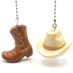 Cowboy Boot & Hat Ceiling Fan Pulls: Western Decor Set