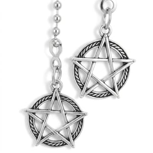 Set of Two ~ Wiccan Pentagram Pentacle Star Pagan Metal ~ Ceiling Fan Pull Chains Great Gifts!!!  Great Gifts!!!