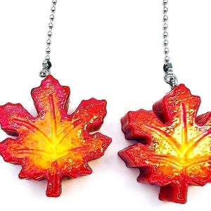 Set of Two ~ Beautiful Fall Leaf Red/Yellow/Orange Autumn ~ Ceiling Fan Pull Chains Great Gifts!!!  Great Gifts!!!