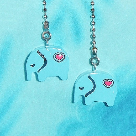 Set Of Two Beautiful Resting Elephants Baby Ceiling Fan Pulls Great Gifts