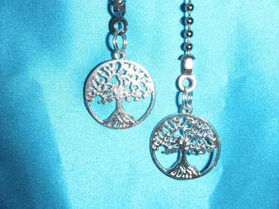 Set Of Two Tree Of Life Metal Decorative Ceiling Fan Pull Chains Great Gifts