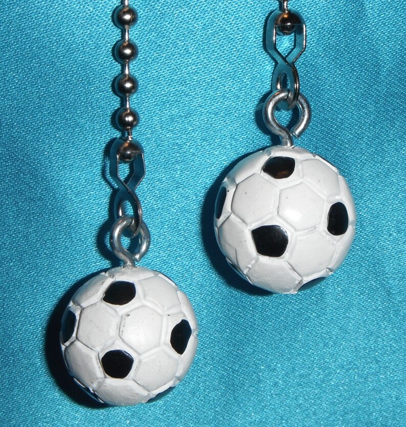 Set Of Two Mini Soccer Balls Sports Resin Free Shipping Ceiling Fan Pull Chains Great Gifts