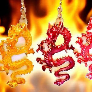 Dragon Ceiling Fan Pull Chains: Metal Enamel Set of Two