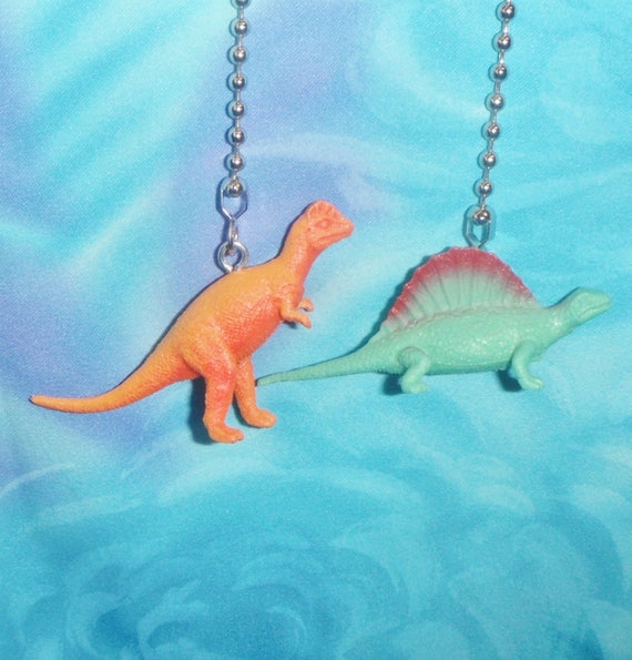 Set Of Two Dilophosaurus Dimetrodon Dinosaur Ceiling Fan Pull Chains Great Gifts