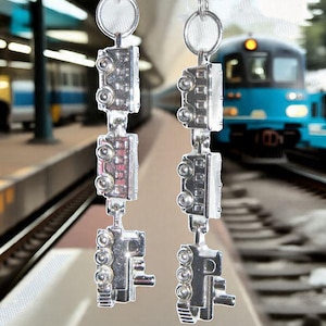 Set of Two -Train Engine Caboose Cart Metal ~ Ceiling Fan/Light Pull Chains