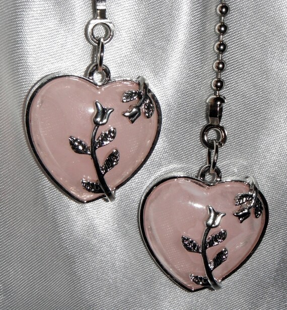 Set Of Two Pink Heart Rose Translucent Design Decorative Etsy