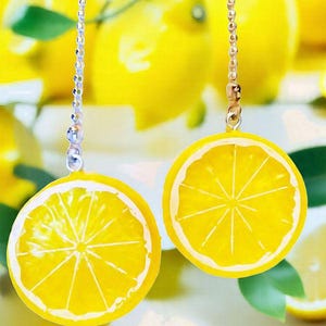 Set of Two - LEMON ROUND SLICES Fruit Tropical ~ Ceiling Fan PullS - Great Gifts!!!