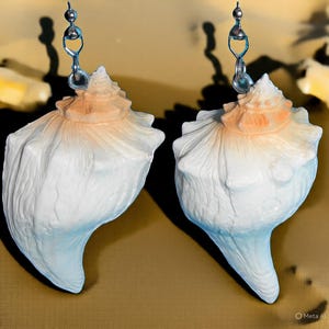 Set of Two - Beautiful White Yellow Whelk Shell Ocean Sea ~ Ceiling Fan Pull Chains