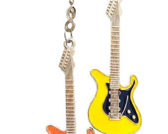Electric Guitar Ceiling Fan Pulls: Enamel Rock Decor, Set of 2