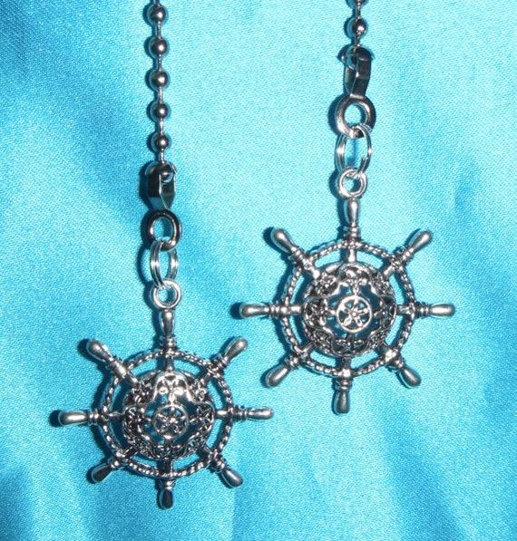 Set Of Two Ship Wheel Metal Decoration Ceiling Fan Pull Etsy