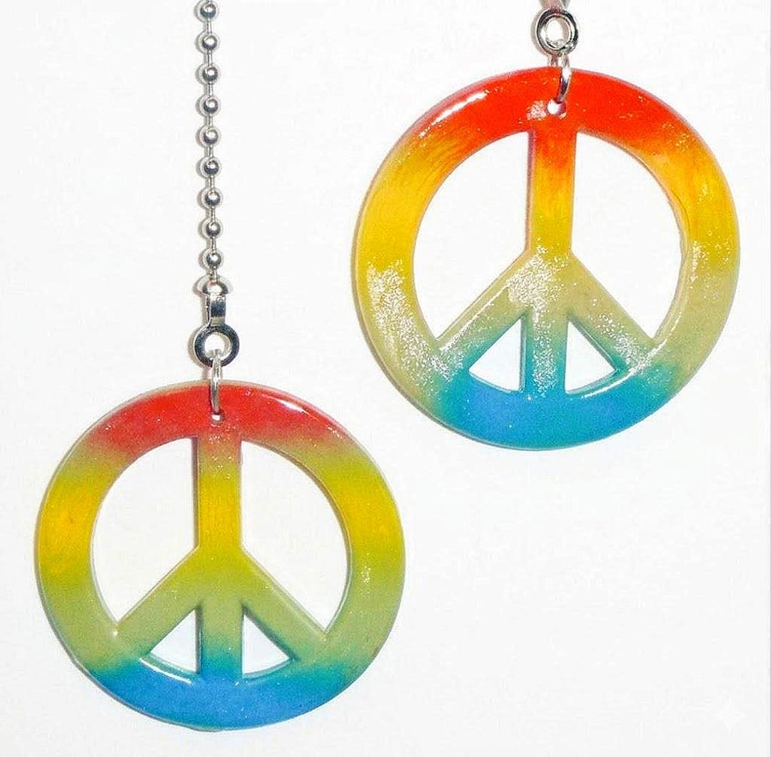Chain Peace Sign Set of Two ~ Adorable! Rainbow Peace Sign ~ Ceiling Fan Pull Chains ...