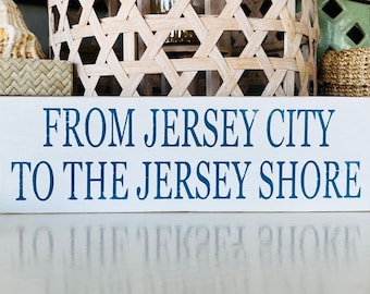 Letrero de madera "De Jersey City a Jersey Shore": decoración y arte para casas de playa