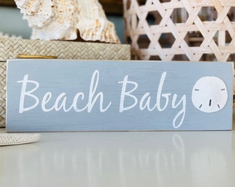 Beach Baby Wood Beach Sign, Baby Boy, Baby Girl, Coastal Nursery, Gift For Baby, Kids Room, Baby Shower Gift, NJ, New Jersey, Sand Dollar