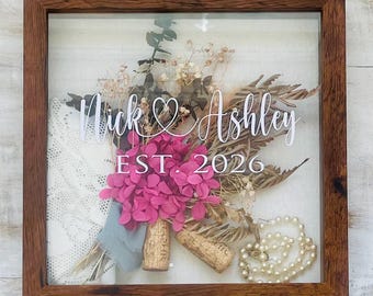 Personalized Wedding Memory Shadow Box – Custom Name, Dates, Bridal Shower, Custom Display
