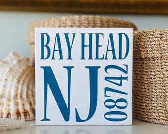 State, Town and Zip Code Wood Sign, Custom Colors, Personalized Home Decor, Housewarming Gift