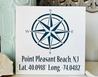 Custom Latitude and Longitude Sign, Choose Your Color Combination, Personalized Coordinates Sign, New Jersey, Jersey Shore, Coastal Decor