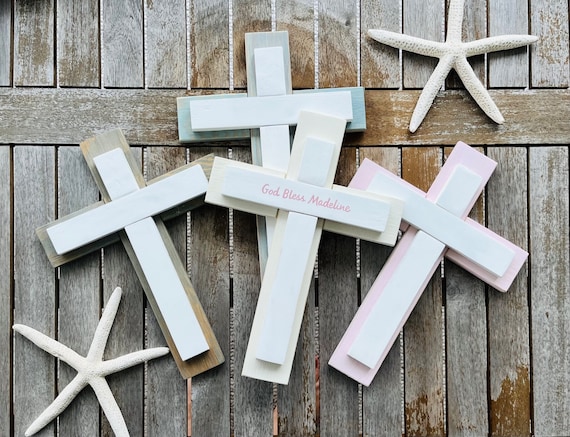 Custom Wood Wall Cross, Personalized Cross, Baptism Cross, First Holy Communion Gift, Confirmation, Wedding Gift, Baptism Gift For Boy, Girl