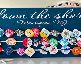 Beach Badge Display With Custom Town, Badge Tag Holder, Collection Display, NJ Season Beach Badge, Jersey Girl, Cause Down The Shore Town