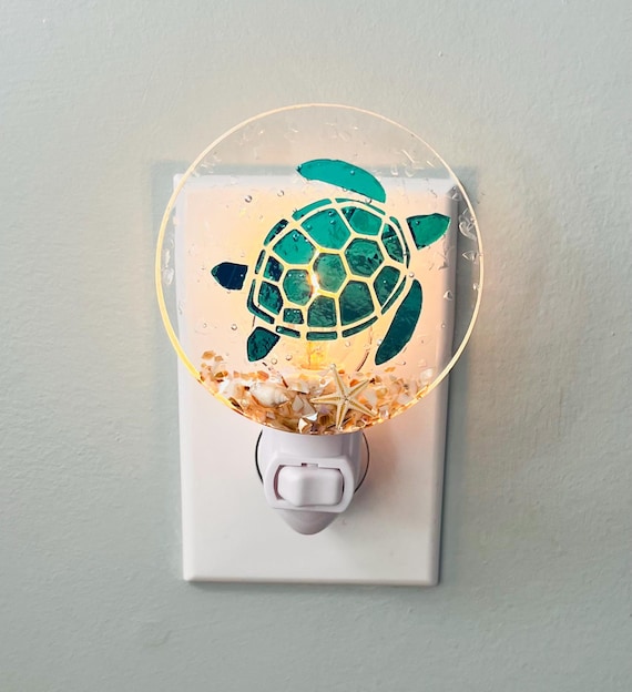 Sea Turtle Plug In Wall Night Light, Beach Night Light, Resin Night Light, Beach House, Shore House, Baby's Nursery, Beach Baby