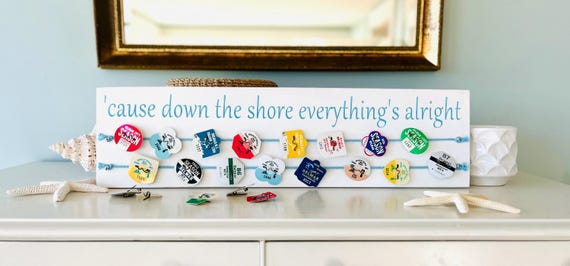 Beach Tag Display, Beach Badge Holder Sign, Beach Badge Display, Beach Tag Holder, New Jersey Town,  Down The Shore Everything's Alright