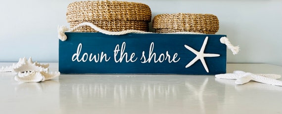 Down The Shore Sign, Custom Wood Sign, New Jersey Sign, Florida Sign, Coastal Decor Sign, Personalized Art, Starfish Art, NJ, FL, NY, Gift