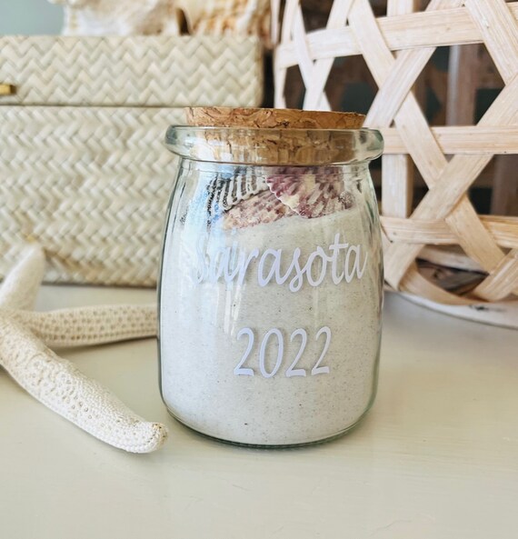 Jar For Sand, Jar For Shell Collection, Beach Wedding Sand, Sea Glass Jar, Sand Keepsake, Sand Holder, Vacation Sand Jar, Wine Cork Holder
