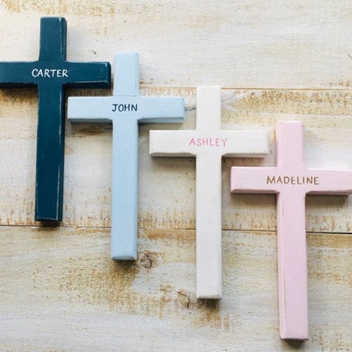 Wood Wall Cross ~ Personalized Custom Baptism First Communion Gift ~ Baby Room Nursery ~ Confirmation ~ First Reconciliation ~ Boy Girl ~
