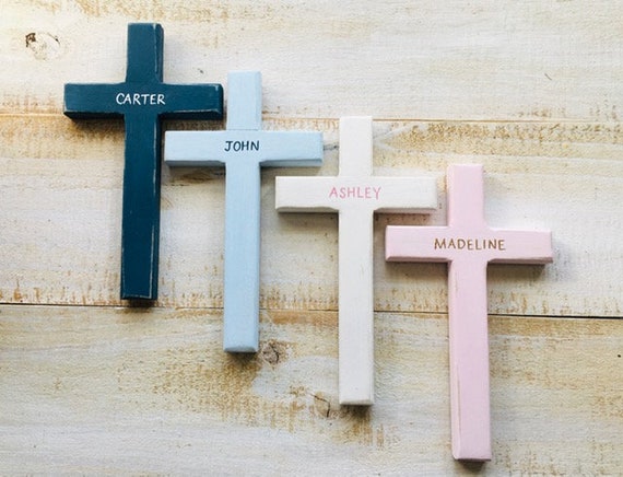 Customized Wood Wall Cross, Personalized Custom Baptism Cross, First Holy Communion Gift Boy, Girl, Crucifix, Confirmation, Nursery Cross