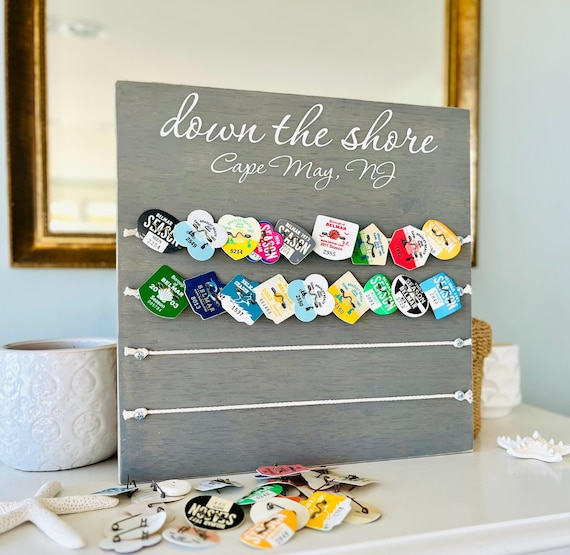 Beach Badge Holder Sign, Beach Badge Display, Beach Tag Display, Beach Tag Holder, New Jersey Town,  Down The Shore Everything's Alright