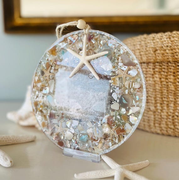 Coastal Shell Wreath Suncatcher: Beachy Wreath, Beach House Decor, Down The Shore, Handmade Ornament