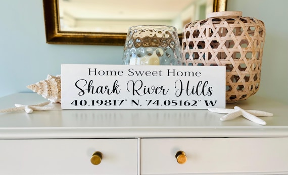 Custom Town Sign, Coordinates Sign, Home Sweet Home Sign