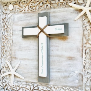 Baptism Cross, Wood Wall Cross, Personalized Cross, Custom Cross, First Communion, Confirmation, New Baby, Nursery, Wedding, Coastal Cross