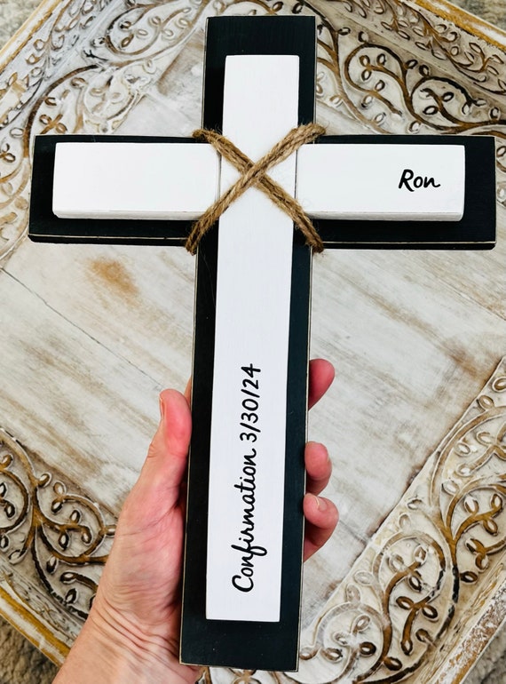 Custom Wood Wall Cross: Baptism, Christening, Wedding, First Communion Gift