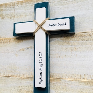 Personalized Wood Wall Cross: Baptism, First Communion, Wedding