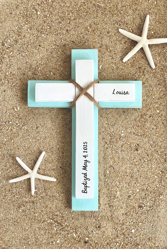 Baptism Gift For Boy, Baby Girl, Custom Wood Wall Cross, Gift From Godparent, Gift Baby, Confirmation Cross, First Communion Gift, Coastal