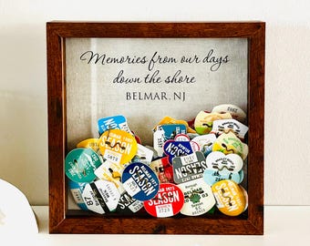 Custom Beach Tag Display, Beach Badge Holder, Framed Shadowbox For Beach Tag and Beach Badge Display, Memory Box For Beach Items