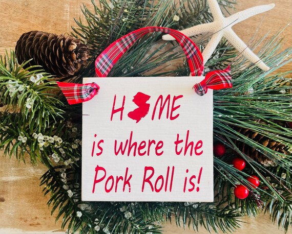 New Jersey Pork Roll Ornament, New Jersey Ornament, Wood Sign, Jersey Shore, New Jersey Christmas Gift, Coastal Christmas, Pork Roll Gift