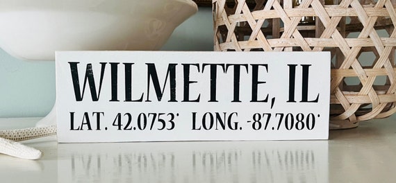 Wood Town Sign With Coordinates, Latitude and Longitude, State Sign, Housewarming Gift, New Home Gift, Hostess Gift For Beach House, Shore