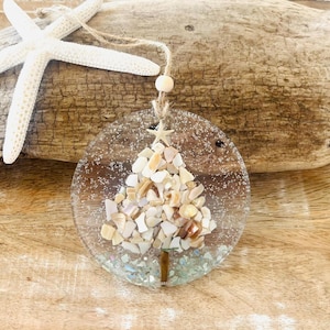 Coastal Christmas Ornament: Shell Tree, Starfish, Driftwood, Beachy Decor