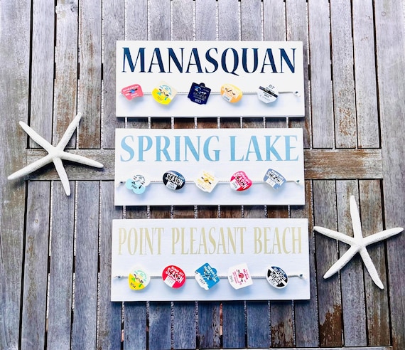Beach Badge Collection Display with Custom Town, Beach Badge Holder, NJ Season Badge Tag Display, Personalized NJ Beach Badge Display Gift