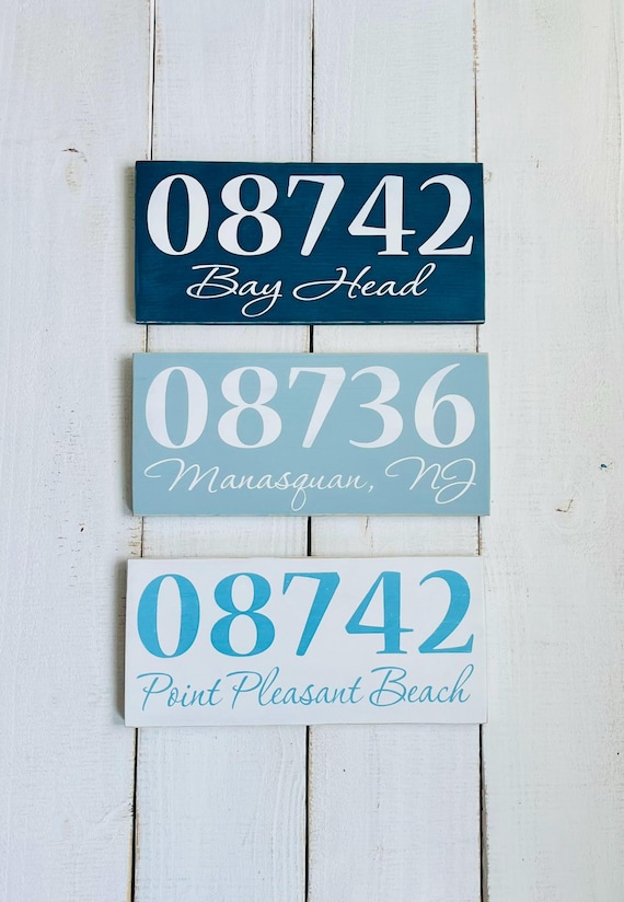 Zip Code Sign, Custom Zip Code,  Housewarming Gift, Wood Sign, Town Sign, Beach House, New Home Gift, Hostess Gift, Jersey Shore, New Jersey
