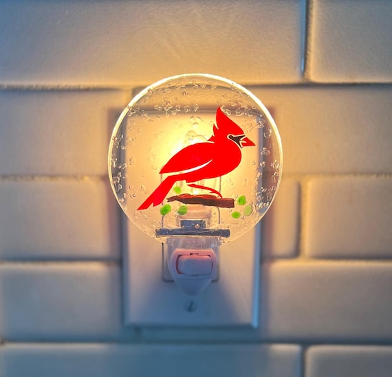Red Cardinal Night Light, Plug In Wall Night Light, Bird Night Light, Winter Night Light, Resin Night Light, Gift For Loved One, Christmas
