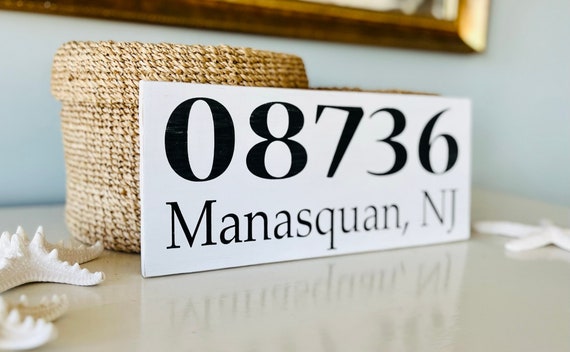 Zip Code Sign, Custom Zip Code,  Housewarming Gift, Wood Sign, Town Sign, Beach House, New Home Gift, Hostess Gift, Jersey Shore, New Jersey