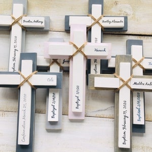 Personalized Wood Wall Cross, Baptism Gift For Boy or Girl, First Communion, Wedding, Nursery Wall Decor