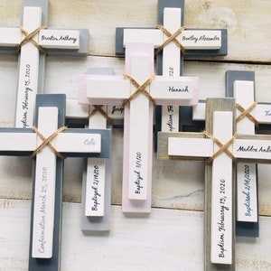 Custom Wood Wall Cross, Personalized Cross, Baptism Cross, First Communion Cross, Confirmation Gift, Religious, Wedding Cross, Gift For Boy