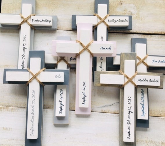 Wood Wall Cross, Personalized, Custom, Baptism, First Communion, Confirmation, Baby Room, Nursery Decor, Newborn Gift, Housewarming Gift